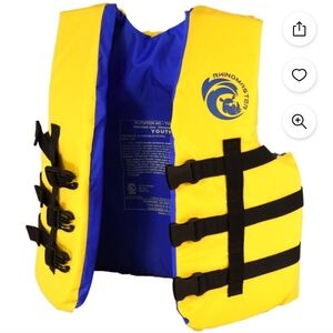 RhinoMaster Youth Life Vest for Watersports (Yellow) - 50-90lbs USCG Approved